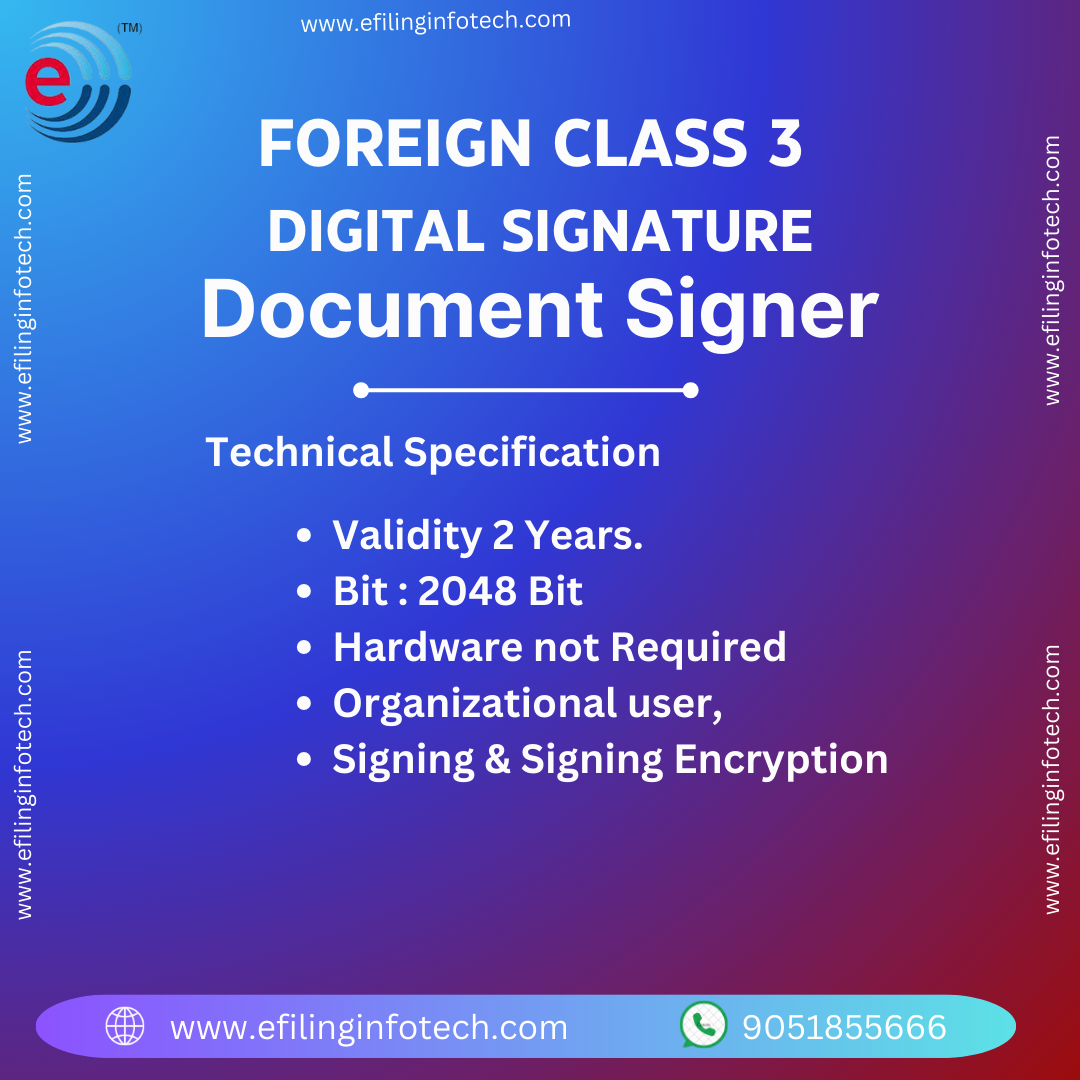 Foreign Buy Document Signer with 2 Years of validity.